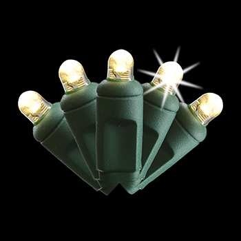 5MM CONVEX LED 50 Light Set 6"" Spacing -Retail Box- Warm White with Warm White Strobe