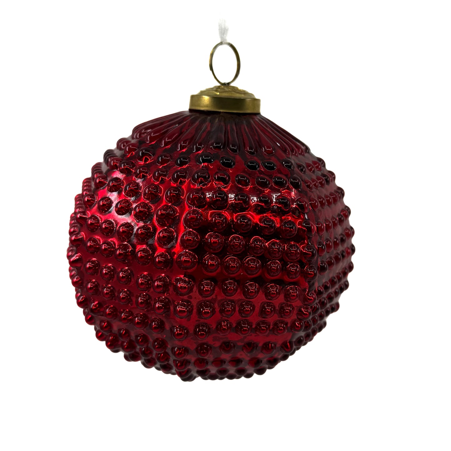 5" Glass Hobnail Ornament Red