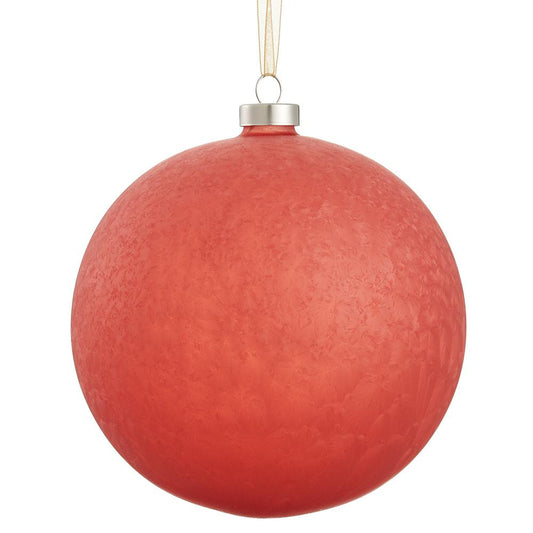 6" Glass Ball Ornament Frosted Red