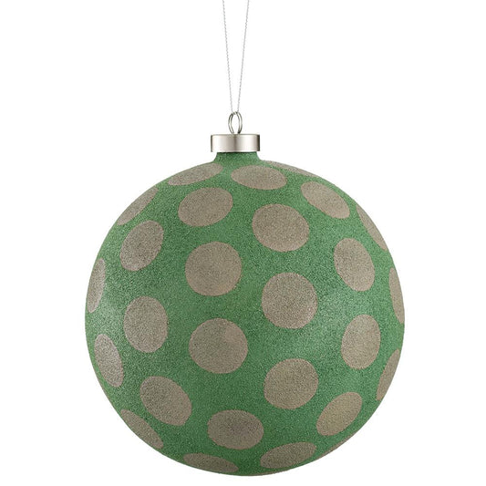 6" Polka Dot Glass Ball Ornament Green/ Tan
