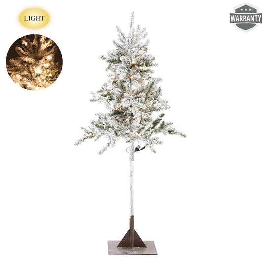 6' x 37"D Flocked Pine Tree w/ Stand