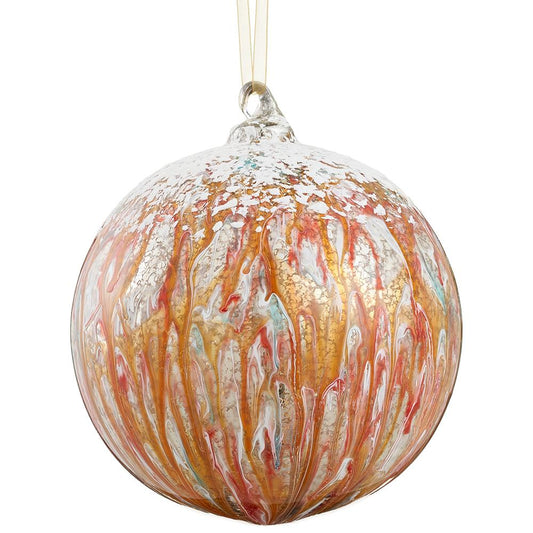 6" Snowed Glass Ball Ornament Mixed/ White