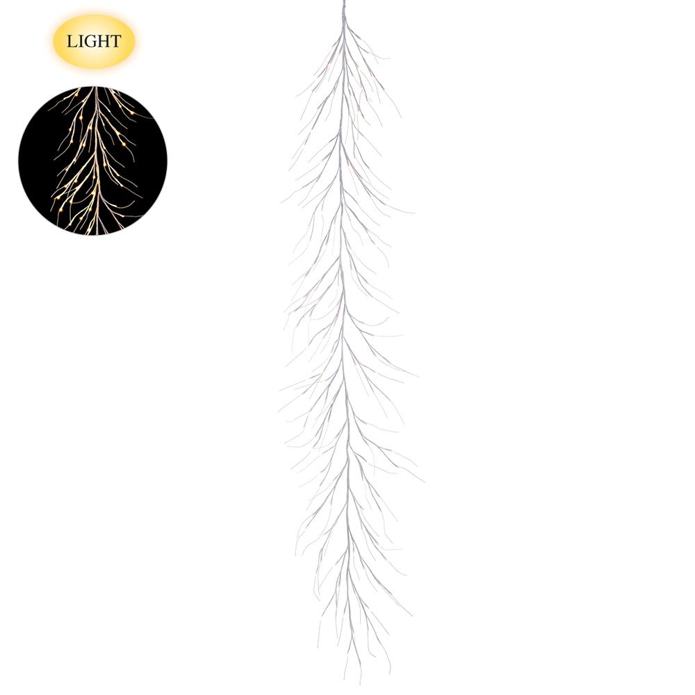 7' Faux Twig Garland With LED Lights White