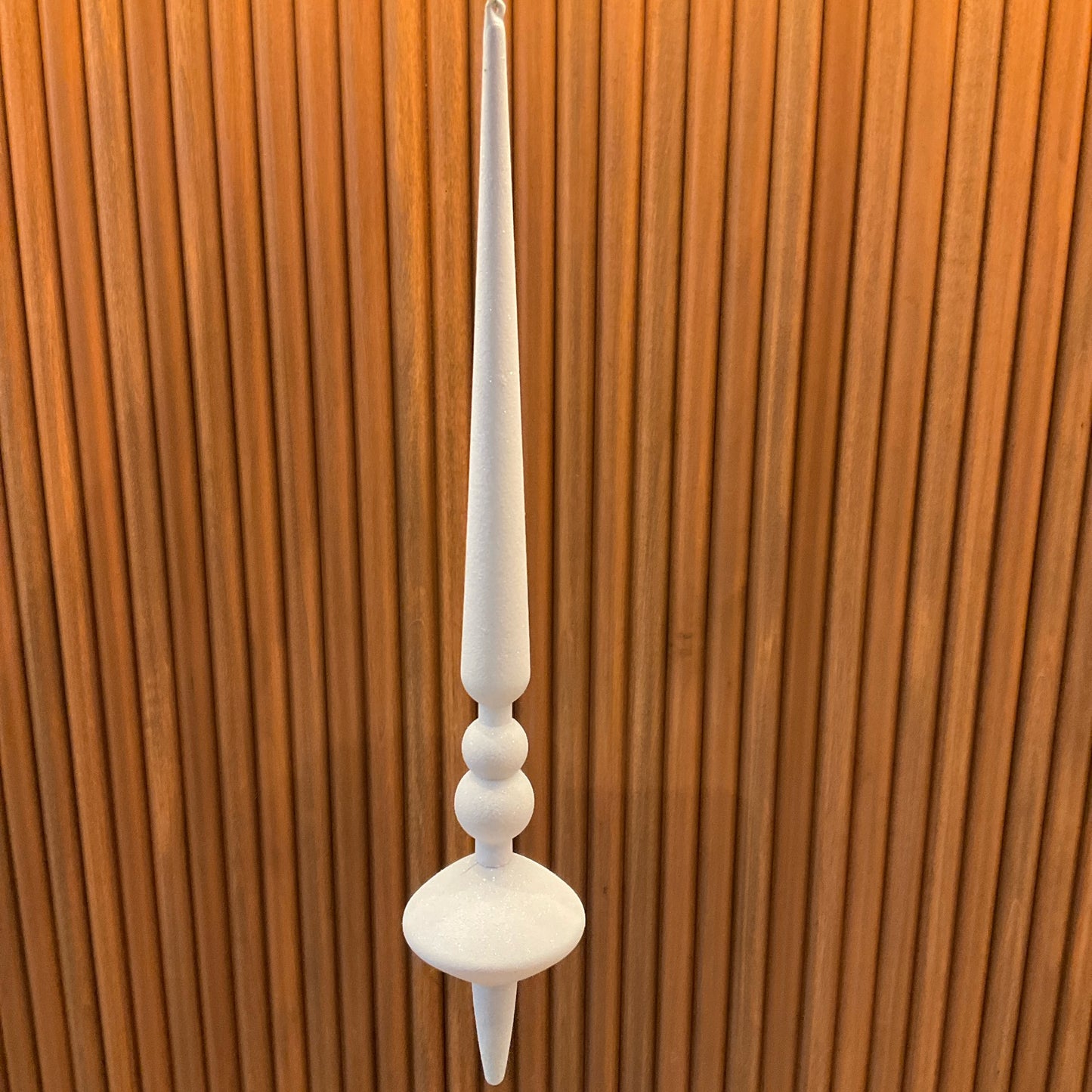 25" White Matte Glitter Finial Ornament
