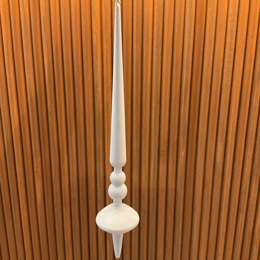25" White Matte Glitter Finial Ornament
