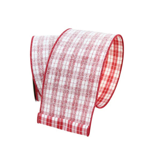 4" X 10Yd Sugar Plaid Ribbon, Red