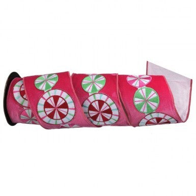 4" X 5Y Velvet Peppermint Disc Ribbon