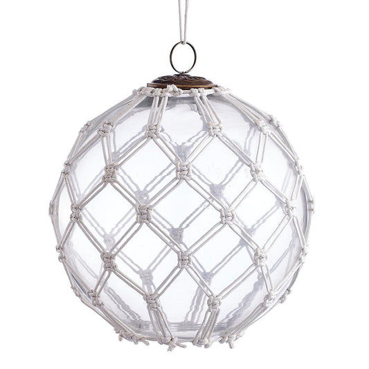 6" Rope Net Glass Ball Ornament
