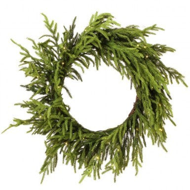 24" Natural Touch LED Norfolk Pine Wreath