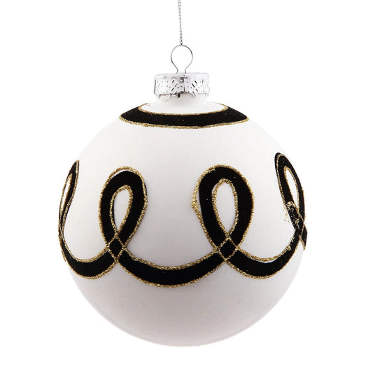 120Mm Ball Flocked Loop, White Black Gold