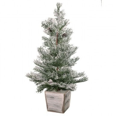26" Frosted Pe Cedar Tree IN Mdf Wood Planter