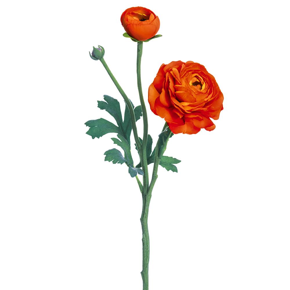 15" Ranuculus Spray with Bud Two Tone Orange