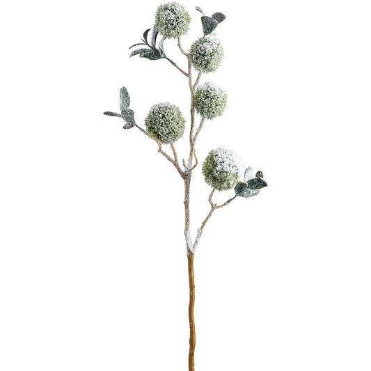 33" Snowed Chestnut Spray, Green/ White