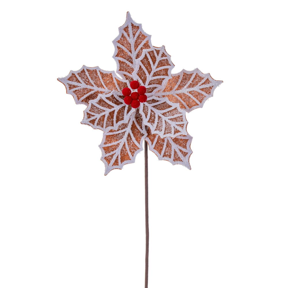 23" Brown/White Poinsettia Stem