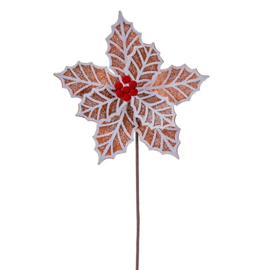 23" Brown/White Poinsettia Stem